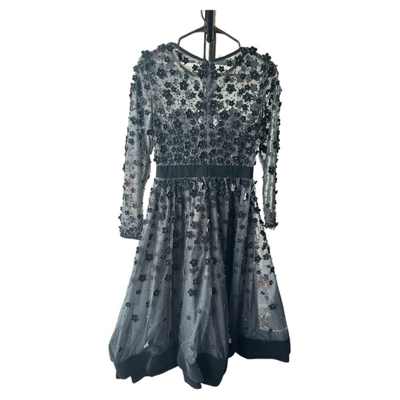 NWOT MAC Duggal EMBELLISHED ILLUSION HIGH NECK LONG SLEEVE FIT & FLARE DRESS - Picture 2 of 8